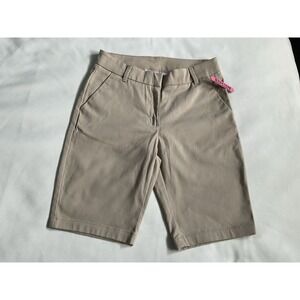 IZOD Girls Skinny Bermuda Shorts Khaki School Uniform Size 3